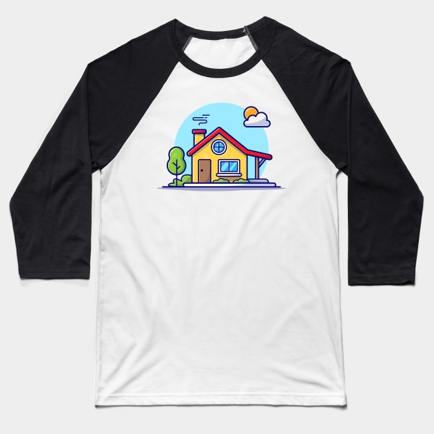 House Cartoon Vector Icon Illustration (2) Baseball T-Shirt by Catalyst Labs